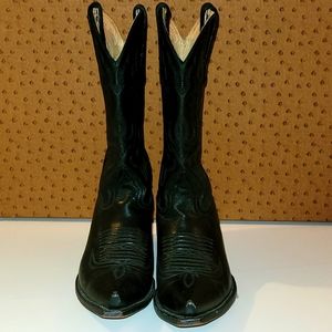 Black leather cowboy boots